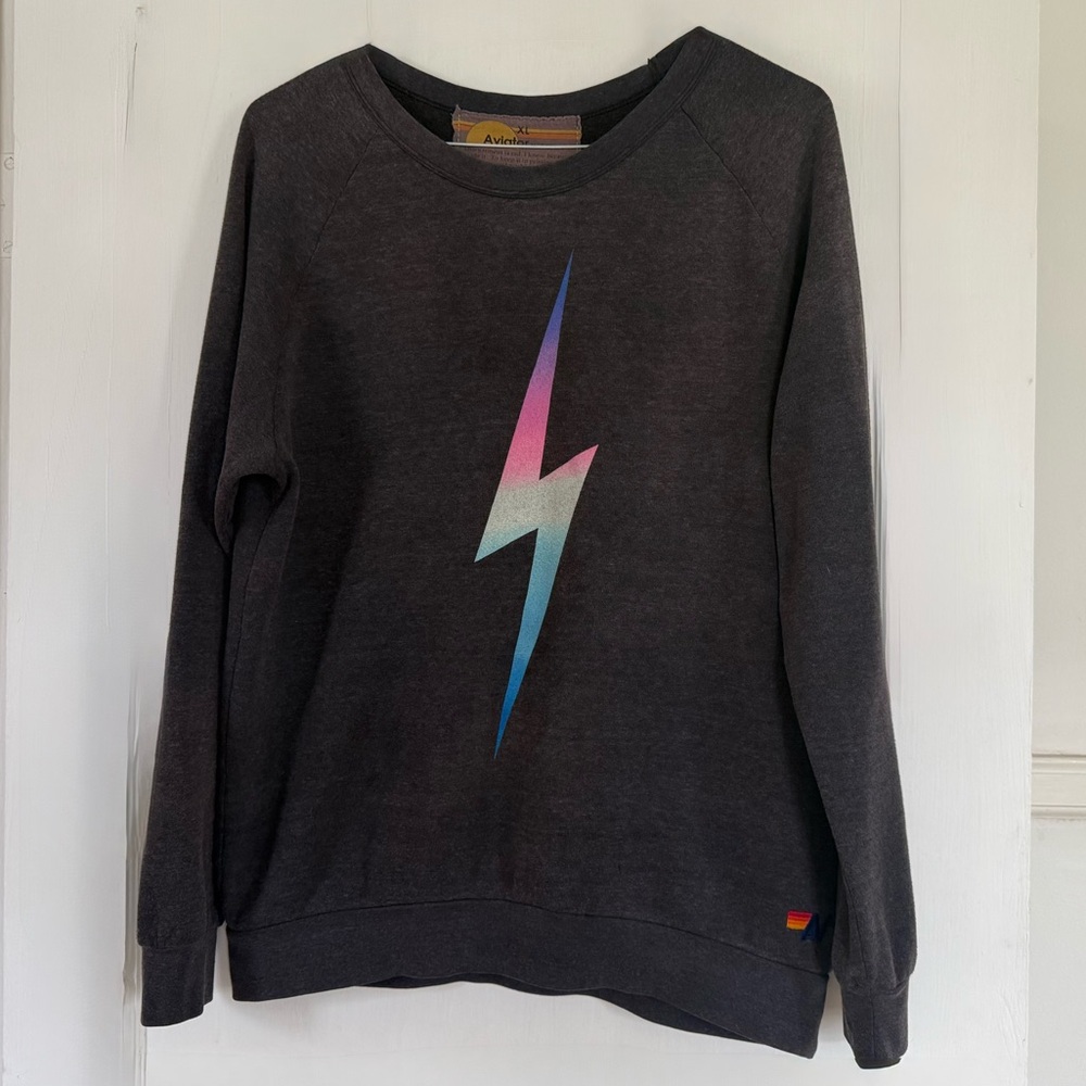 Aviator Nation Charcoal Bolt Sweatshirt XL